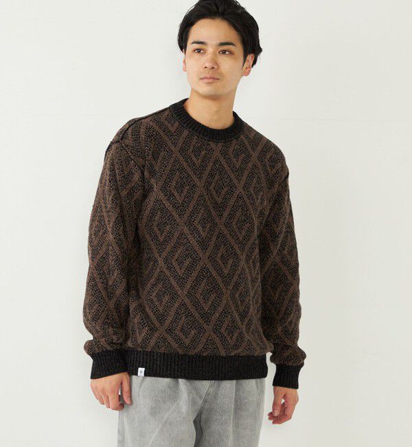 SHIPS Colors 「SHIPS Colors:〈手洗い可能〉リバーシブル ジャカード 総柄 ニット」|ニット・セーター|