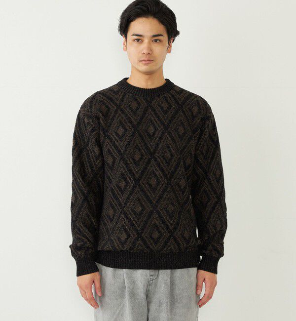 SHIPS Colors 「SHIPS Colors:〈手洗い可能〉リバーシブル ジャカード 総柄 ニット」|ニット・セーター|