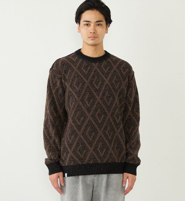 SHIPS Colors 「SHIPS Colors:〈手洗い可能〉リバーシブル ジャカード 総柄 ニット」|ニット・セーター|