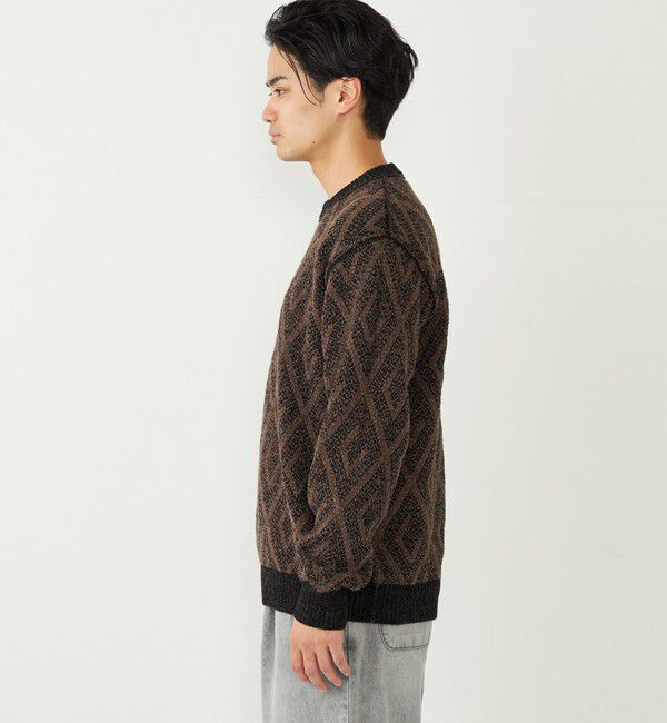 SHIPS Colors 「SHIPS Colors:〈手洗い可能〉リバーシブル ジャカード 総柄 ニット」|ニット・セーター|