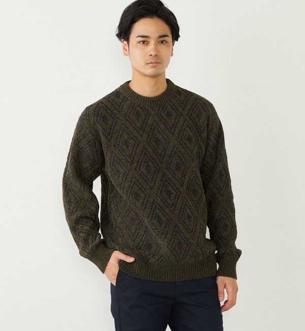 SHIPS Colors 「SHIPS Colors:〈手洗い可能〉リバーシブル ジャカード 総柄 ニット」|ニット・セーター|