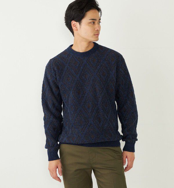 SHIPS Colors 「SHIPS Colors:〈手洗い可能〉リバーシブル ジャカード 総柄 ニット」|ニット・セーター|