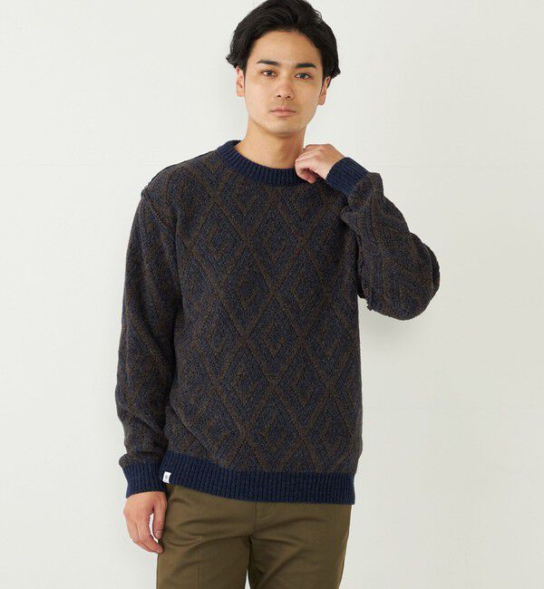 SHIPS Colors 「SHIPS Colors:〈手洗い可能〉リバーシブル ジャカード 総柄 ニット」|ニット・セーター|