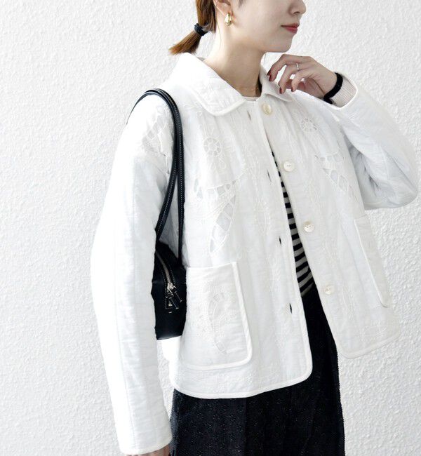 SHIPS any「bon_meur:〈手洗い可能〉中綿 エンブロ キルト コンパクト ジャケット」|その他|オフホワイト