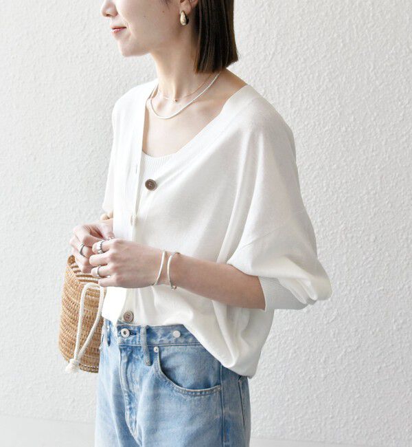 SHIPS any「SHIPS any:〈UVカット/手洗い可能〉シアー Vネック カーディガン」|カーディガン|