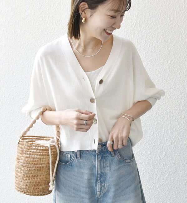 SHIPS any「SHIPS any:〈UVカット/手洗い可能〉シアー Vネック カーディガン」|カーディガン|