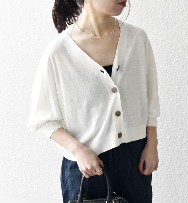 SHIPS any「SHIPS any:〈UVカット/手洗い可能〉シアー Vネック カーディガン」|カーディガン|