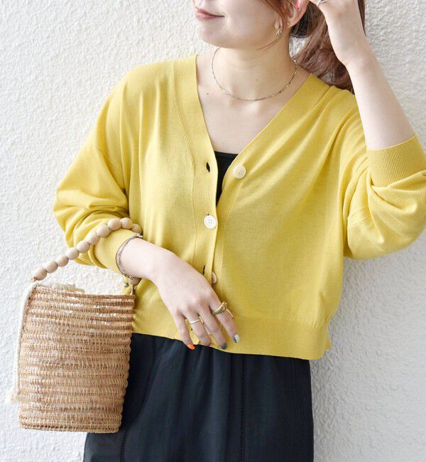 SHIPS any「SHIPS any:〈UVカット/手洗い可能〉シアー Vネック カーディガン」|カーディガン|イエロー