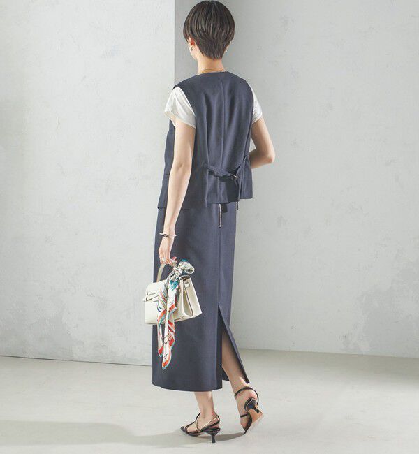 SHIPS for women「〈手洗い可能〉Asami 麻調合繊 ウエスト リブ タイト スカート」|タイト|