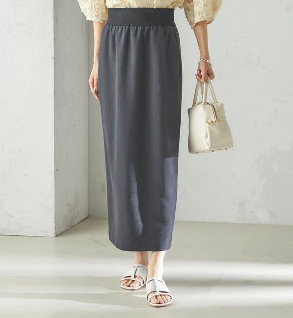 SHIPS for women「〈手洗い可能〉Asami 麻調合繊 ウエスト リブ タイト スカート」|タイト|