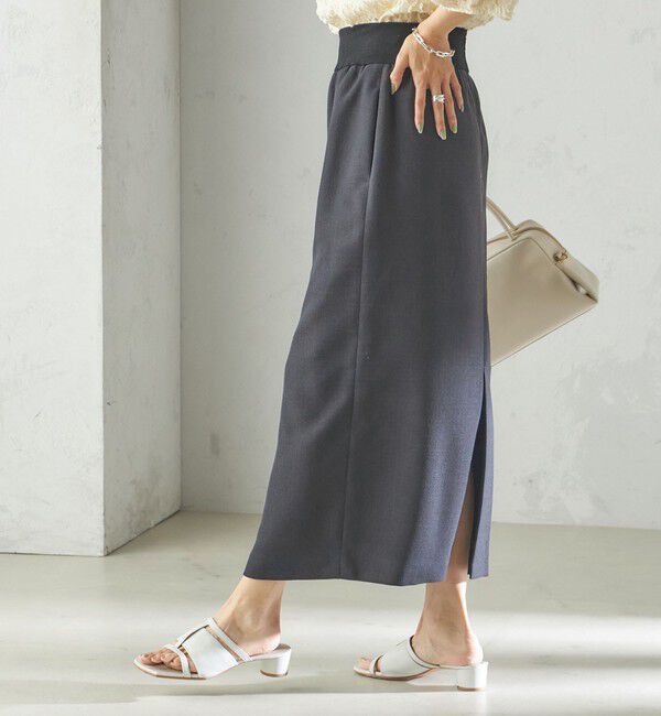 SHIPS for women「〈手洗い可能〉Asami 麻調合繊 ウエスト リブ タイト スカート」|タイト|