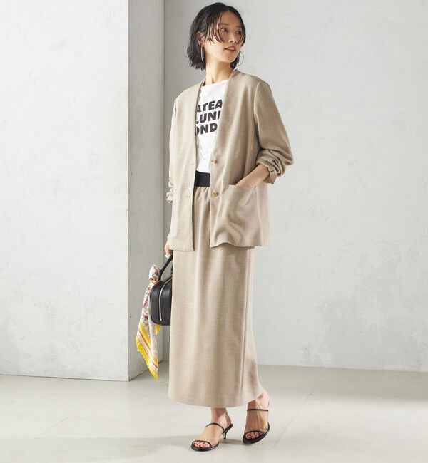 SHIPS for women「〈手洗い可能〉Asami 麻調合繊 ウエスト リブ タイト スカート」|タイト|