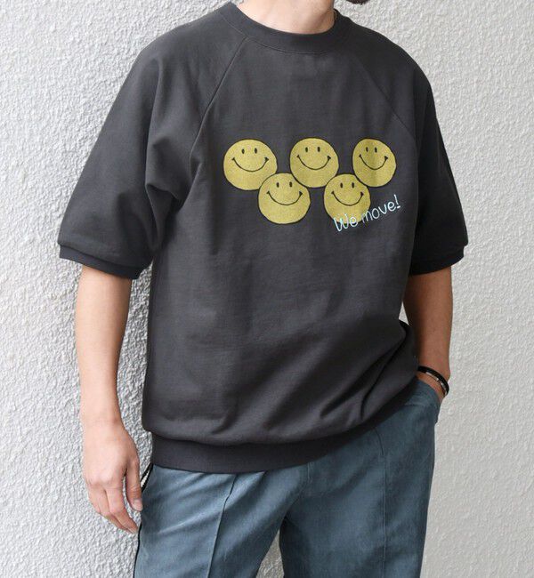 SHIPS any「【SHIPS any別注】athletic wear MASON: スマイルマーク/刺繍 スウェット Tシャツ◇」|Tシャツ・カットソー|ダークグレー
