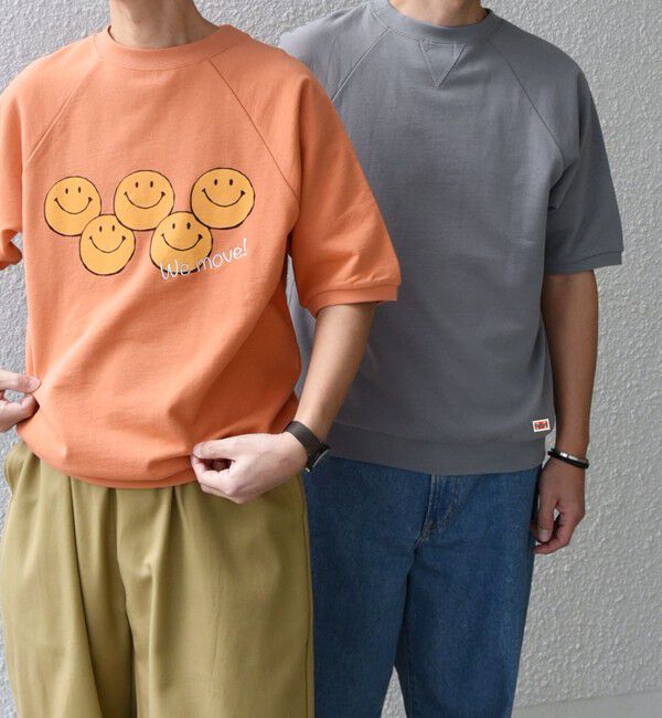 SHIPS any「【SHIPS any別注】athletic wear MASON: スマイルマーク/刺繍 スウェット Tシャツ◇」|Tシャツ・カットソー|オレンジ