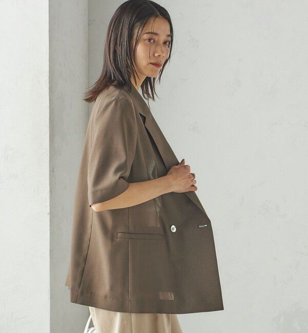 SHIPS for women「〈手洗い可能〉ダブル 半袖 ジャケット」|テーラードジャケット|