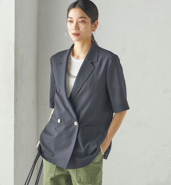 SHIPS for women「〈手洗い可能〉ダブル 半袖 ジャケット」|テーラードジャケット|