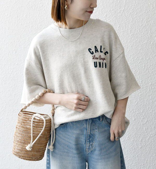 SHIPS any「SHIPS any: ドライタッチ 吊り裏毛 ヴィンテージライク カレッジ スウェット Tシャツ◇」|Tシャツ・カットソー|ナチュラル