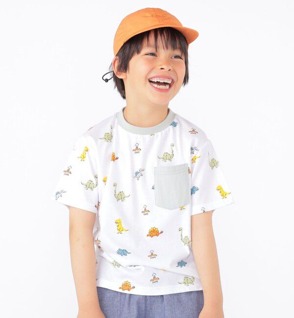 SHIPS KIDS「SHIPS KIDS:100～130cm / 恐竜 テキスタイル 半袖 TEE」|Tシャツ・カットソー|