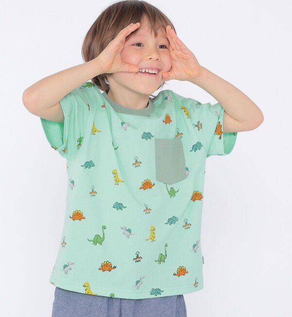 SHIPS KIDS「SHIPS KIDS:100～130cm / 恐竜 テキスタイル 半袖 TEE」|Tシャツ・カットソー|