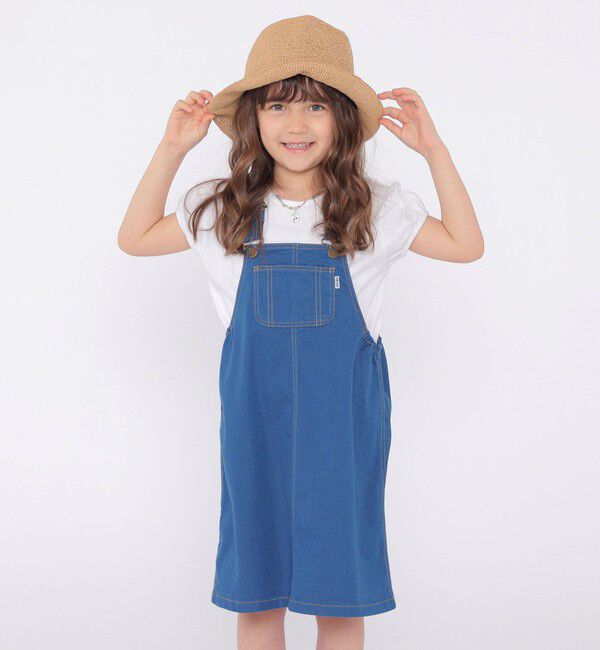 SHIPS KIDS「SHIPS KIDS:100～130cm / デニム オーバーオール スカート」|ジャンパースカート|ブルー