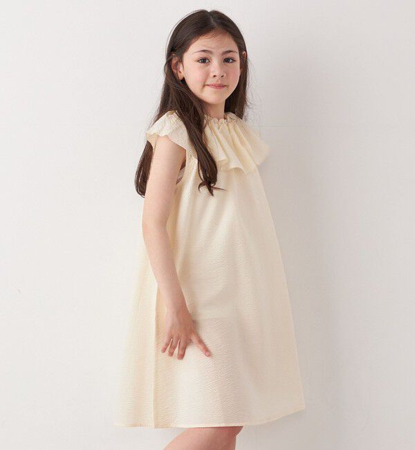 SHIPS any「SHIPS any: シアサッカー フリルカラー ノースリーブ ワンピース <KIDS>」|ワンピース|