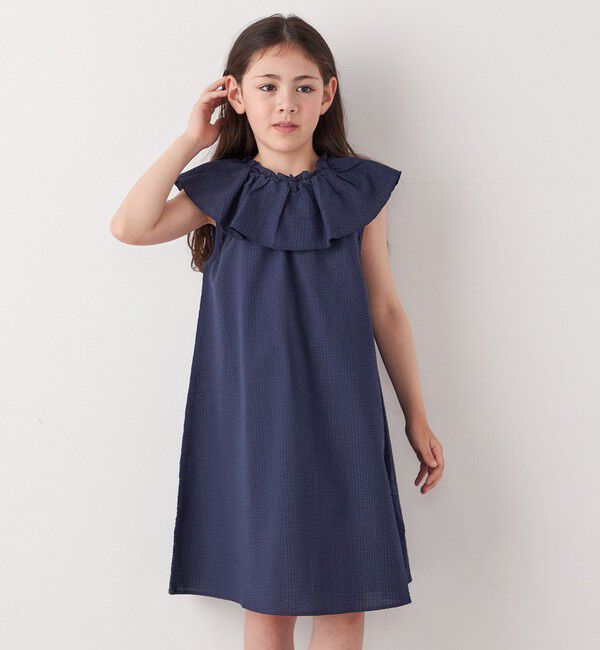 SHIPS any「SHIPS any: シアサッカー フリルカラー ノースリーブ ワンピース <KIDS>」|ワンピース|