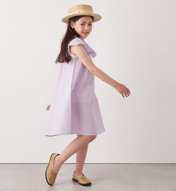 SHIPS any「SHIPS any: シアサッカー フリルカラー ノースリーブ ワンピース <KIDS>」|ワンピース|