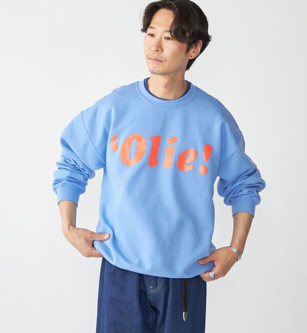 SHIPS「【SHIPS別注】THE DAY ON THE BEACH: プリント クルーネック トレーナー」|スウェット・ジャージ|ライトブルー