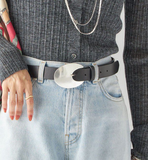 SHIPS for women「LEFIJE: ラウンド ビッグ バックル ベルト」|ベルト|ブラック