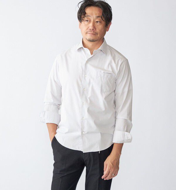 SHIPS「SHIPS: SMOOTH TEX ワイドカラー シャツ」|シャツ・ブラウス|トップグレー