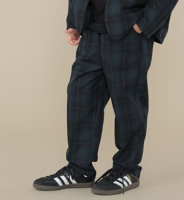 SHIPS KIDS「SHIPS KIDS:100～130cm / 50th ANNIV セレモニー チェック タック パンツ」|スラックス|ネイビー
