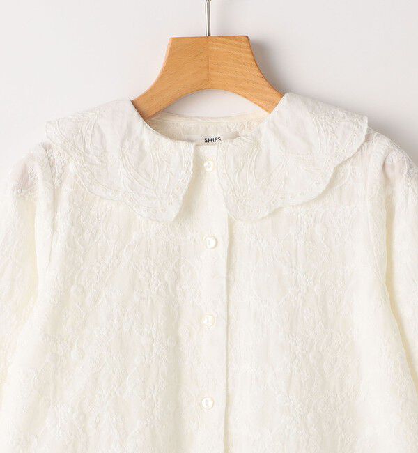 SHIPS KIDS「SHIPS KIDS:100～130cm /刺繍 フリルカラー ブラウス」|シャツ・ブラウス|