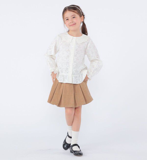 SHIPS KIDS「SHIPS KIDS:100～130cm /刺繍 フリルカラー ブラウス」|シャツ・ブラウス|