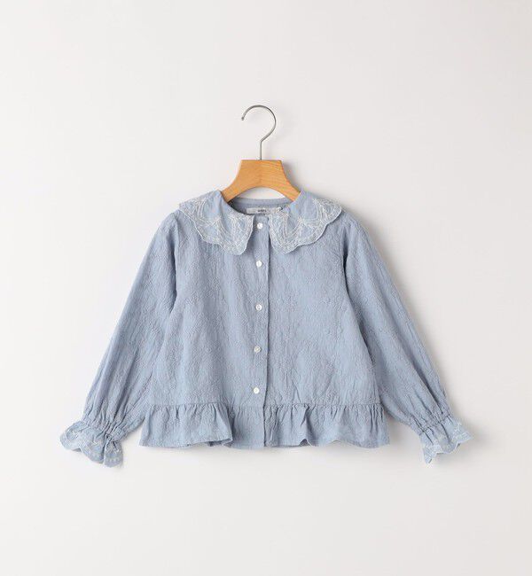 SHIPS KIDS「SHIPS KIDS:100～130cm /刺繍 フリルカラー ブラウス」|シャツ・ブラウス|