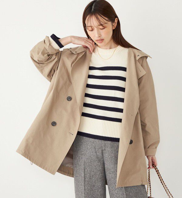 SHIPS Colors 「SHIPS Colors:フード トレンチ ハーフ コート」|トレンチコート|ベージュ