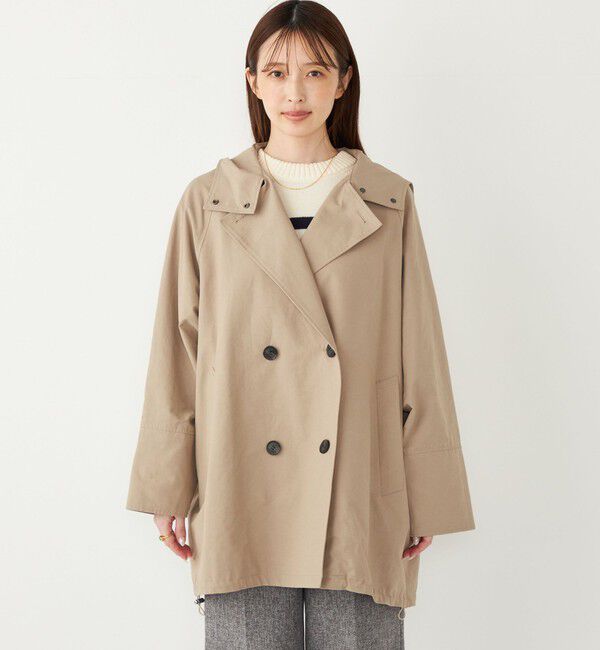 SHIPS Colors 「SHIPS Colors:フード トレンチ ハーフ コート」|トレンチコート|