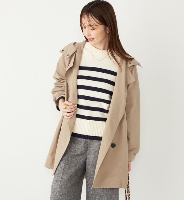 SHIPS Colors 「SHIPS Colors:フード トレンチ ハーフ コート」|トレンチコート|