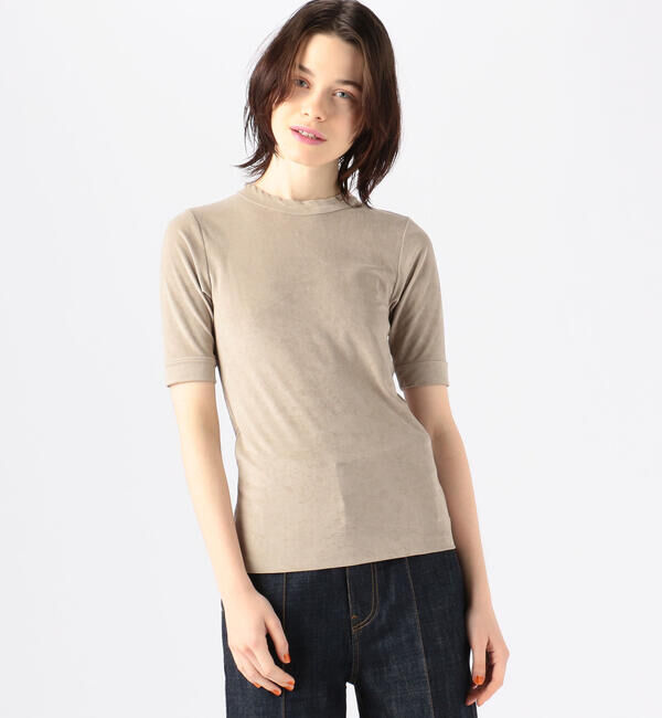 MACPHEE「トリアセテートポリエステルベロア ハーフスリーブプルオーバー」|Tシャツ・カットソー|