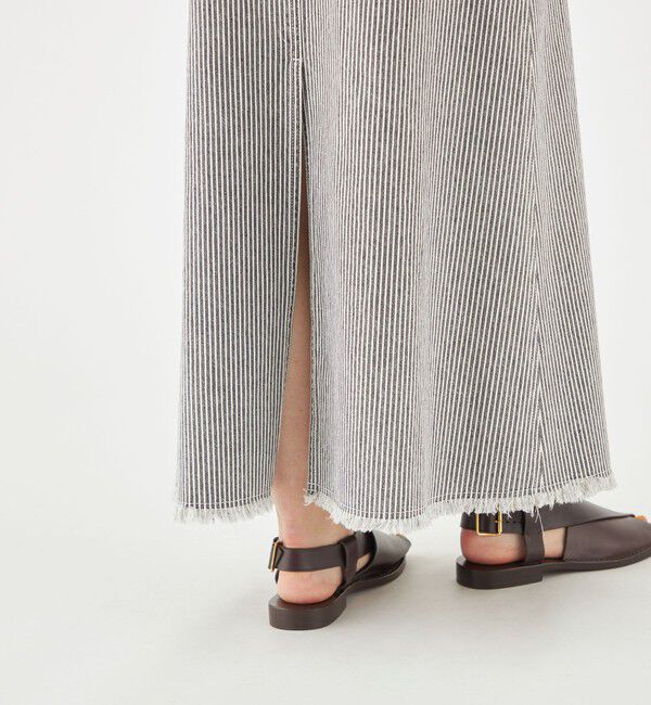 MACPHEE「ヒッコリーストライプデニム セミフレアマキシスカート」|フレア|