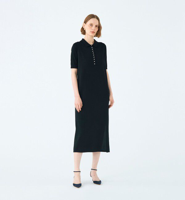 Ballsey「ウールポリエステルパールコンビ ポロロングワンピース」|ワンピース|