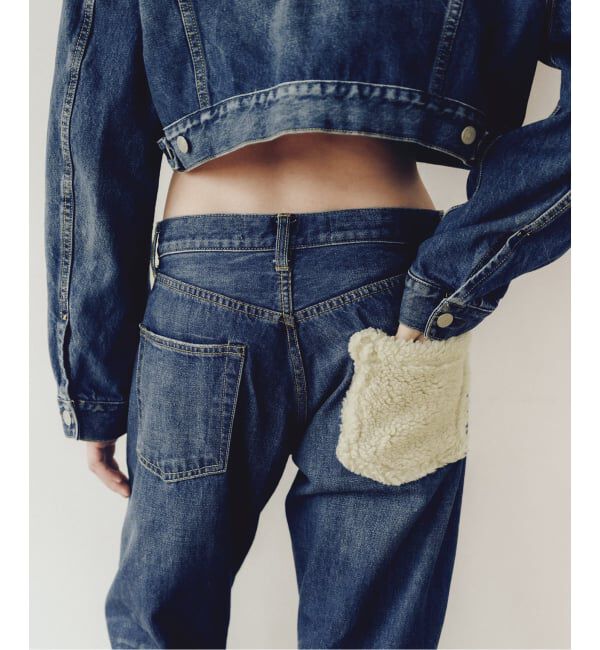  「ボアデニムパンツ」|デニム|ベージュ