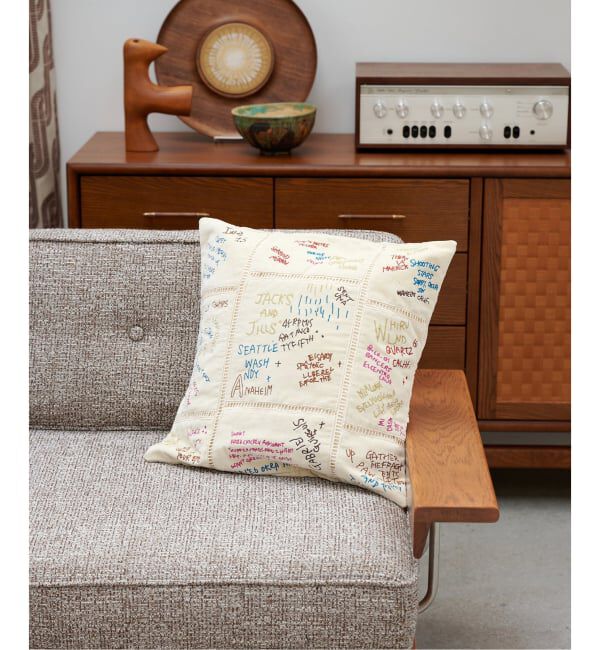 ACME「VELVET GRAFFITI CUSHION　クッションカバー45cm」|クッション・クッションカバー|グレー