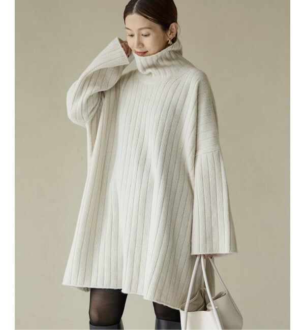 IENA「ワイドリブBIGプルオーバー」|ニット・セーター|ナチュラル