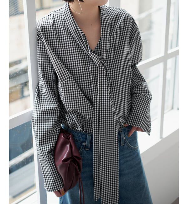 SLOBE IENA「PROVOKE/プロヴォーク ギンガムボウタイシャツ PV-030071」|シャツ・ブラウス|