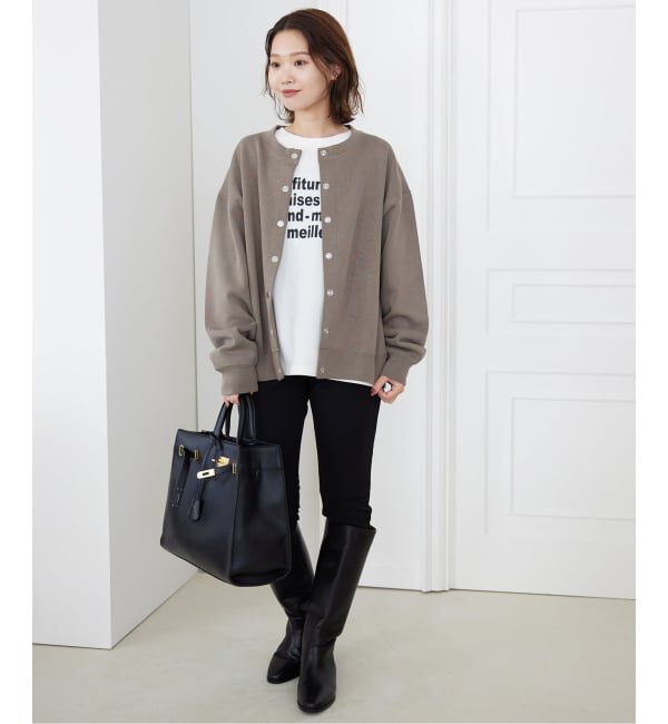 SLOBE IENA「《WEB限定/追加2》ダブルフェイスジャージースナップカーディガン」|カーディガン|