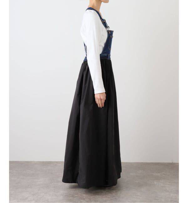SLOBE IENA「ESTHE/エステ Denim and Poplin Dungaree Maxi Dre」|ワンピース|