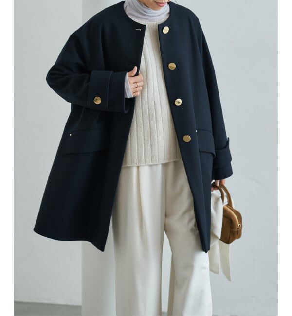 IENA「MACKINTOSH/マッキントッシュ 別注 HUMBIE NC MB EX コート L252MO1160F2K」|ノーカラーコート|ネイビー