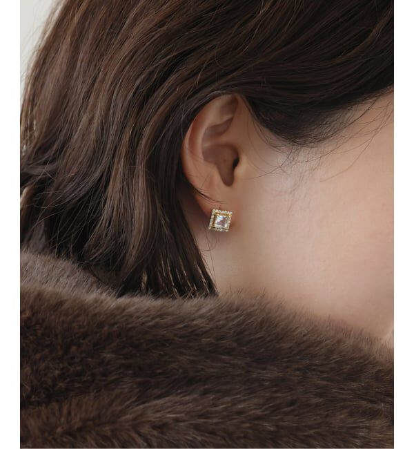 SLOBE IENA「ODUL/オジュール SLOBE別注 スクエアカットピアス」|ピアス|ホワイト