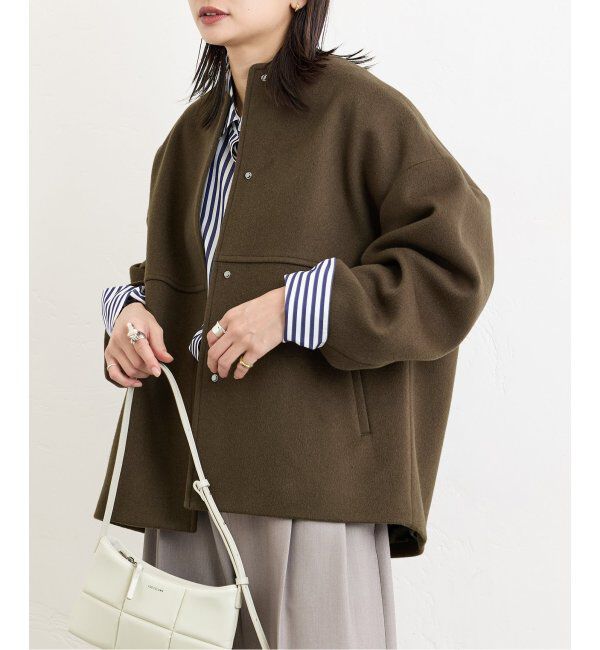 JOURNAL STANDARD「《追加》スーパー140ビーバーノーカラーショートコート」|ノーカラーコート|