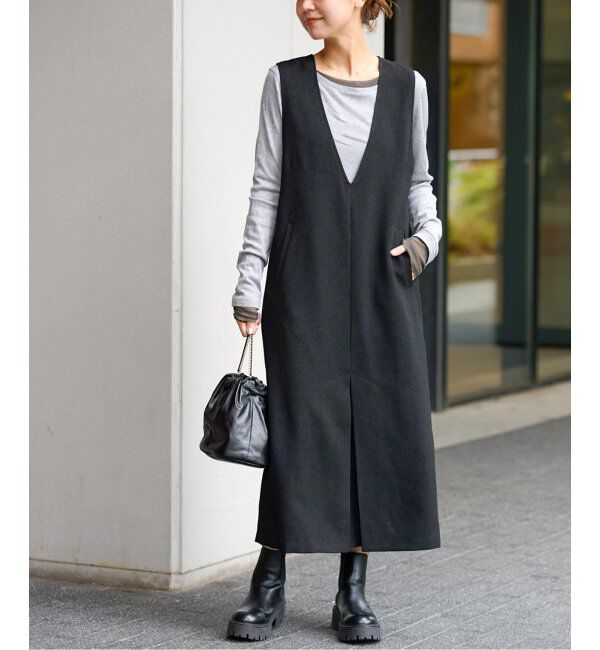 JOURNAL STANDARD relume「ウォッシャブルボックスタックジャンパースカート」|ワンピース|ブラック